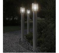 Vidaxl Lampadaires D'extérieur 3 Pcs Argenté 110 Cm Acier Inoxydable Argenté