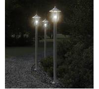 Vidaxl Lampadaires D'extérieur 3 Pcs Argenté 120 Cm Acier Inoxydable
