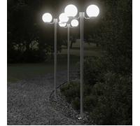 vidaXL Lampadaires d'extérieur 3 pcs argenté 215 cm acier inoxydable, éclairage au sol d'extérieur, éclairage au sol de 4006389