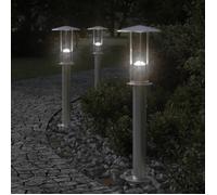 Vidaxl Lampadaires D'extérieur 3 Pcs Argenté 60 Cm Acier Inoxydable