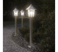 Vidaxl Lampadaires D'extérieur 3 Pcs Argenté 80 Cm Acier Inoxydable Argenté