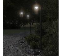 vidaXL Lampadaires d'extérieur 3 pcs noir 100 cm acier inoxydable, éclairage au sol d'extérieur, éclairage au sol de jardin,