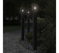 vidaXL Lampadaires d'extérieur 3 pcs noir 110 cm acier inoxydable, éclairage au sol d'extérieur, éclairage au sol de jardin,