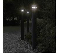 vidaXL Lampadaires d'extérieur 3 pcs noir 110 cm aluminium, éclairage au sol d'extérieur, éclairage au sol de jardin, 4006398