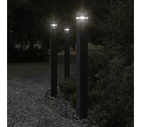 vidaXL Lampadaires d'extérieur 3 pcs noir 110 cm aluminium, éclairage au sol d'extérieur, éclairage au sol de jardin, 4006398
