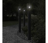Vidaxl Lampadaires D'extérieur Avec Sortie 3 Pcs Noir Acier Inoxydable Noir