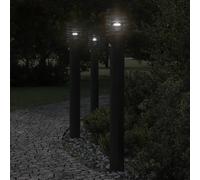 Vidaxl Lampadaires D'extérieur Et Capteurs 3 Pcs Noir Acier Inoxydable Multicolore