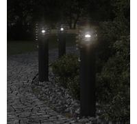 Vidaxl Lampadaires D'extérieur Et Capteurs 3 Pcs Noir Acier Inoxydable Multicolore