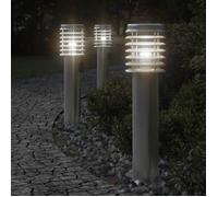 vidaXL Lampadaires d'extérieur et sortie 3pcs argenté acier inoxydable, éclairage au sol d'extérieur, éclairage au sol de 4006374