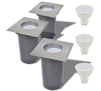 Vidaxl Lampe Led Encastrable Au Sol D'extérieur 3 Pièces Carré