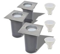 vidaXL Lampe LED Encastrable au Sol d'Extérieur Jardin 3 Pièces Carré 42413