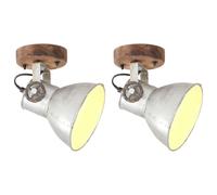 Vidaxl Lampe Murale Industrielle/Plafonnier 2 Pcs Argenté 20x25 Cm E27 Argenté
