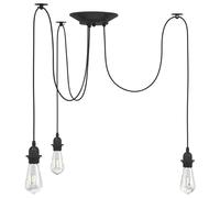 vidaXL Lampe suspendue araignée 3 porte-lampes E27 métal noir