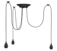 vidaXL Lampe suspendue araignée 3 porte-lampes E27 métal noir