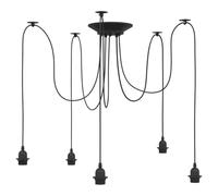 vidaXL Lampe suspendue en forme d'araignée – 5 porte-lampes E27 métal noir