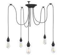 vidaXL Lampe suspendue en forme d'araignée – 5 porte-lampes E27 métal noir