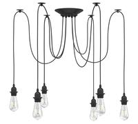 VidaXL Lampe suspendue avec 5 porte-lampes E27 noir métal vidaXL
