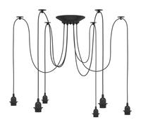 vidaXL Lampe suspendue Araignée 6 porte-lampes E27 métal noir
