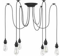 vidaXL Lampe suspendue avec 6 porte-lampes E27 noir métal, lampe suspendue en forme d'araignée, lampe suspendue en forme d'araignée, éclairage suspendu