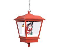 vidaXL Lampe Suspendue de Noël Lumière LED Père Noël Eclairage Décoration Extérieur Fonction de Neige Artificielle avec Pompe Rouge 27x27x45 cm