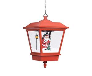 vidaXL Lampe Suspendue de Noël Lumière LED Père Noël Eclairage Décoration Extérieur Fonction de Neige Artificielle avec Pompe Rouge 27x27x45 cm