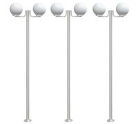 vidaXL Lampes d'allée 3 pcs. argent 215 cm acier inoxydable