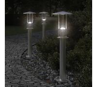 vidaXL Lampes d'allée 3 pcs. argent 60 cm acier inoxydable