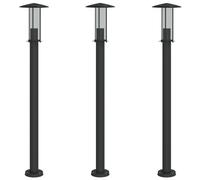vidaXL Lampes d'allée 3 pcs. noir 100 cm acier inoxydable