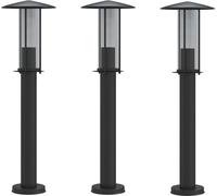 vidaXL Lampes d'allée 3 pcs. noir 60 cm acier inoxydable