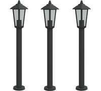 vidaXL Lampes d'allée 3 pcs. noir 80 cm acier inoxydable
