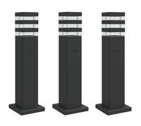 vidaXL Lampes d'allée avec prise de courant 3 pcs. noir 50 cm aluminium