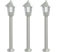 vidaXL Lampes de chemin 3 pcs. argent 80 cm acier inoxydable