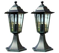 vidaXL Lampes de jardin 2 pcs Lampe sur pied Aluminium Vert foncé/Noir