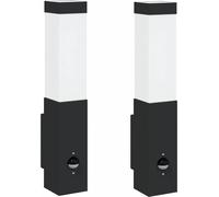 vidaXL Lampes murales d'extérieur 2 pcs Noir 10.5 x 6 x 35 cm Acier inoxydable