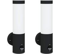 vidaXL Lampes murales d'extérieur 2 pcs Noir 12 x 7.5 x 29 cm Acier inoxydable