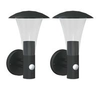vidaXL Lampes murales d'extérieur avec détecteur de mouvement 2 pcs. noir acier inoxydable
