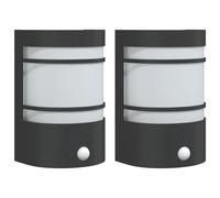 vidaXL Lampes murales d'extérieur avec détecteur de mouvement 2 pcs. noir acier inoxydable