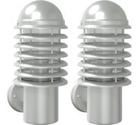 vidaXL Lampes murales extérieures 2 pcs. argent acier inoxydable