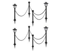 Barrière à Chaîne 2 Lampe Solaire et 2 Poteaux Jardin Terrasse Patio vidaXL
