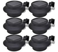 Lampe Solaire 3 Led Pour Clôture / Gouttière / Jardin Noir 6 Pcs Noir