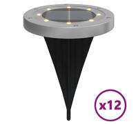 vidaXL Lampes solaires au sol avec piquet de terre 12 pcs. Blanc chaud