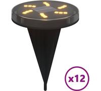 vidaXL Lampes solaires au sol avec piquet de terre 12 pcs. Blanc chaud