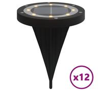 vidaXL Lampes solaires au sol avec piquet de terre 12 pcs. Blanc chaud