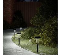 vidaXL Lampes solaires d'allées et piquets de sol 12 pcs blanc, éclairage solaire d'allée, lampe solaire de jardin, 4008191