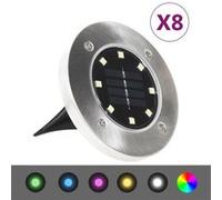 Vidaxl Lampes Solaires De Sol 8 Pcs Lumières Led Couleur Rvb
