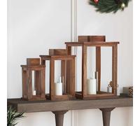 vidaXL Lanterne 3 pcs Naturel Bois d'Acajou