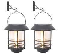 vidaXL Lanternes murales solaires d’extérieur 2 pcs blanc chaud, lanterne solaire murale de jardin, lampe solaire murale d'extérieur, luminaire solaire mural d'extérieur