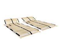 vidaXL 2X Sommiers à Lattes avec 28 Lattes 7 Zones 80x200cm Base de Lit Simple