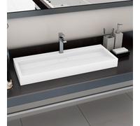 vidaXL Lavabo 120x46x11 cm Fonte minérale/marbre Blanc