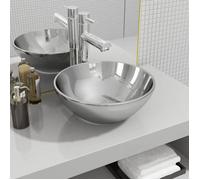 vidaXL Lavabo 32,5 x 14 cm, céramique, argenté